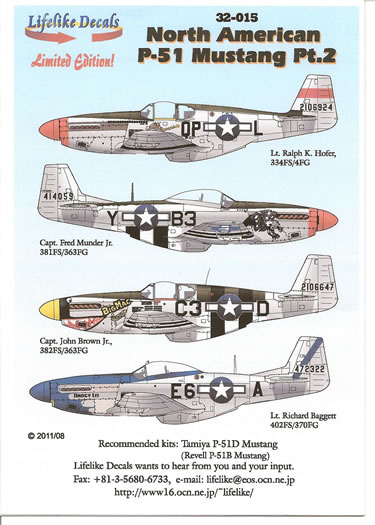 Lifelike Decals Item No. 32-014 - North American P-51 Mustang Part 1 ...