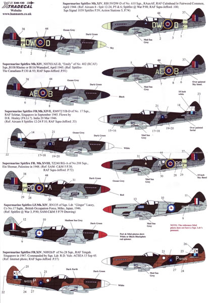 Xtradecal 1/48 scale Supermarine Spitfire Mk.XIV and XVIII Pts. 1 and 2 ...