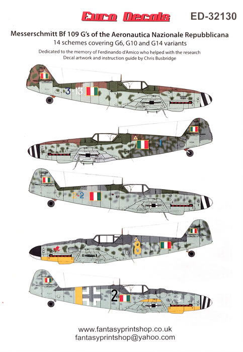 Euro Decals Messerschmitt Bf 109 Gs of the Aeronautica Nazionale