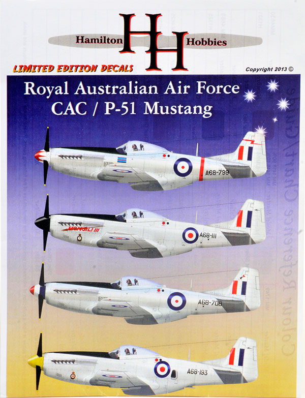 Hamilton Hobbies Item No. HHD-002 - RAAF Mustang P-51D & CA-18 Decal ...