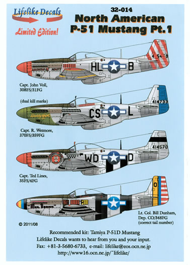 Lifelike Decals Item No. 32-014 - North American P-51 Mustang Part 1 ...